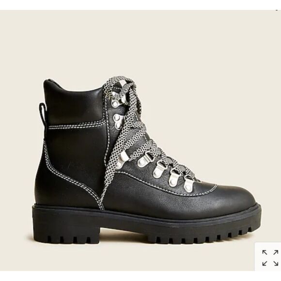 NEW J. Crew Black Leather Hiking Boots - Picture 4 of 13